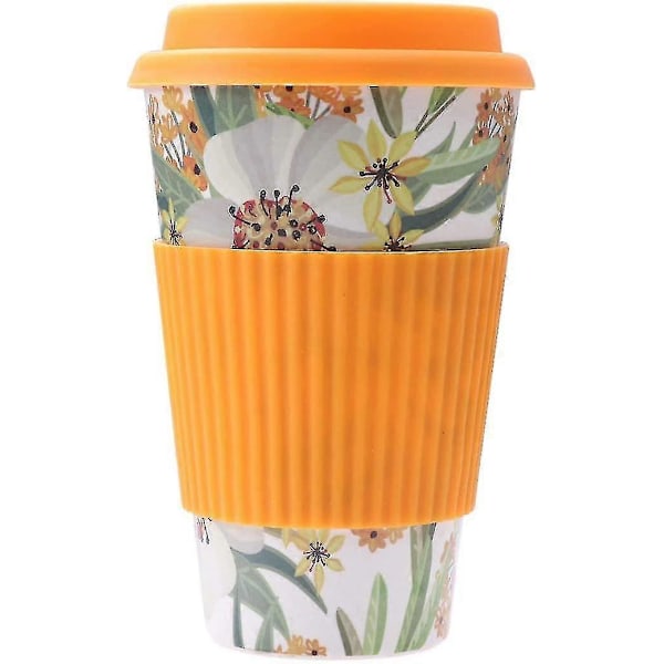 Kaffemugg Kaffe Miljövänlig Bambufiber Med Fläckresistent Lock Värme För Kaffe Eller Te Stänksäker (orange)