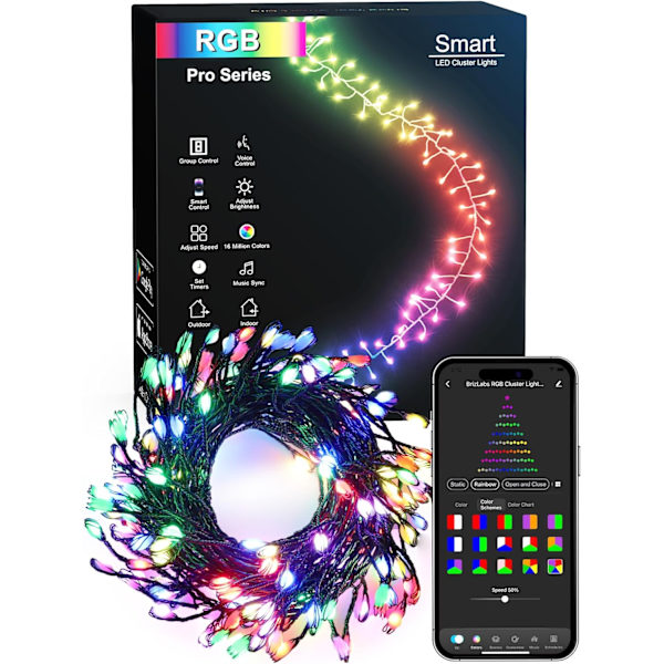 Julbelysning, 20 meter 200 LED Färgväxlande Trädbelysning 11-Funktioner RGB - String 500 LED