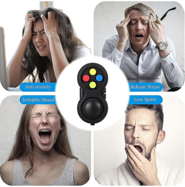 Fidget Pad Fidget Controller Stressreducerande Spel Fidget Controller Stress Fidget Pad Svart Fidget Hand Pad Gummibelagd Fidget Controller För Avkoppling