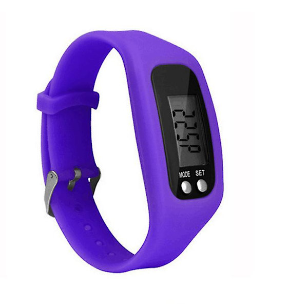 Stegräknare Klocka med LCD-Skärm Enkel Användning Promenad Fitness Tracker Armband Purple