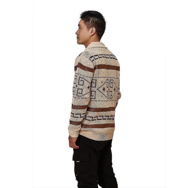 Herr Khaki Zip Cardigan Jacquard stickad tröja Höst/vinter Varm Cl M