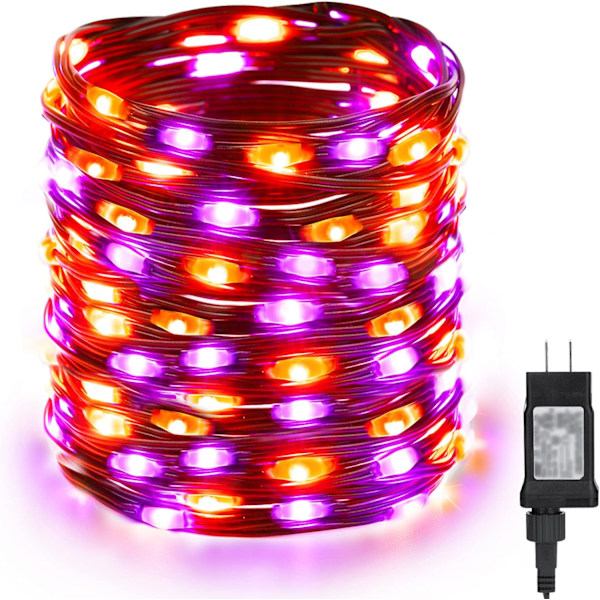 Färgskiftande julbelysning, 269ft 800 LED varmvit & flerfärgad Purple & Orange