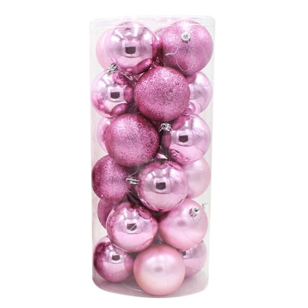 24st julbollsprydnader Splittrsäker julgranskulor Dekor Pink 4cm