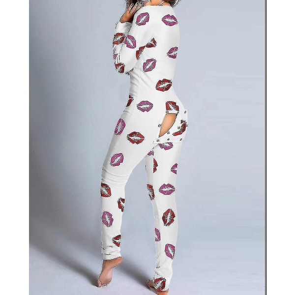 Butt Flap Underkläder Jumpsuit Dam Onesie Pyjamas Rygg Button-down Body A S