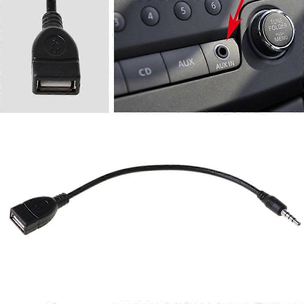 Portabel 3,5 mm till USB-konverteringskabel Anslut till bilens AUX-gränssnitt