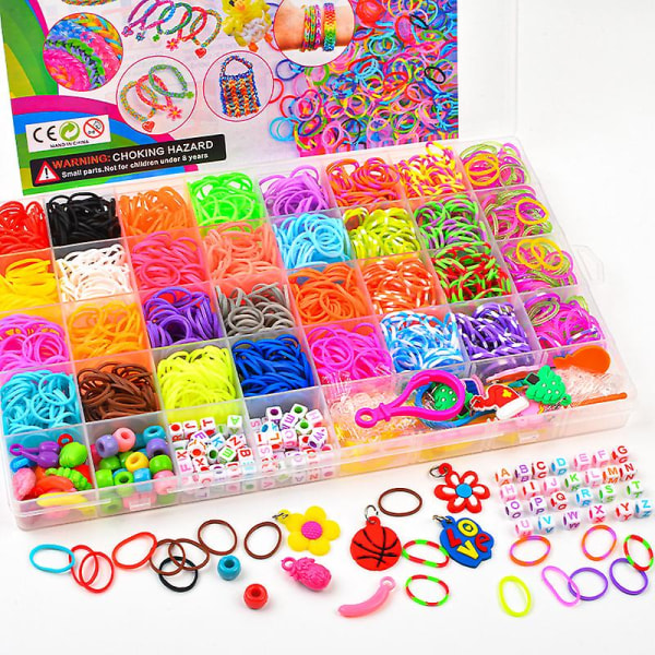 Rainbow Rubber Band Knitter 1400+ Loom Bands Starter Kit, 32 Unique Co