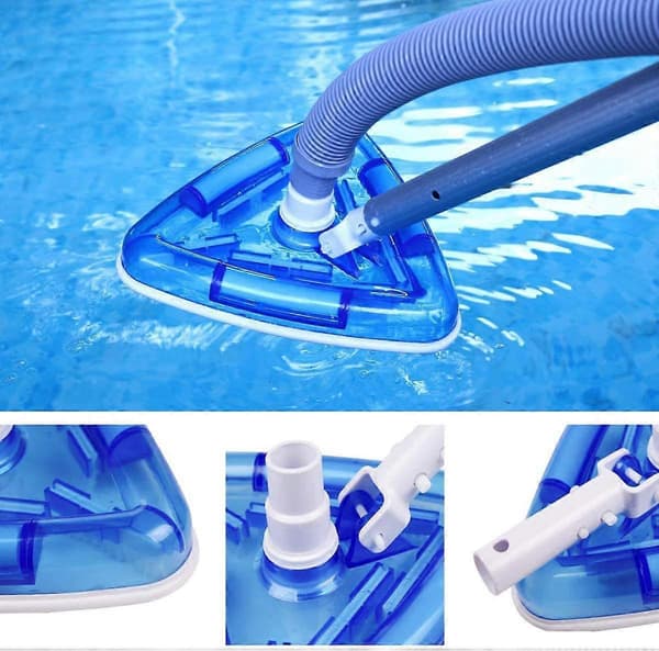 Poolborste för Pump, Skimmer-Dammsugare med 32/38mm Anslutning, Triangulär, Vit/Blå (Transparent)