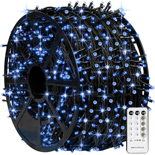 1000 LED julbelysning, 328FT julgransbelysning utomhus Plug in Blue