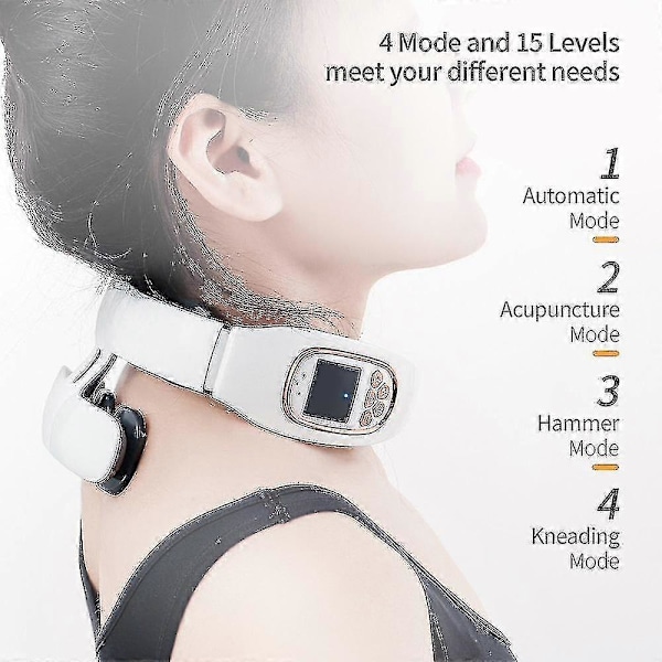 Intelligent Tens Puls Nackmassageapparat Varm Kompress Nacke Rygg Cervikal Ryggrad Smärtlindring Knådning Massage Maskin Effektkontroll