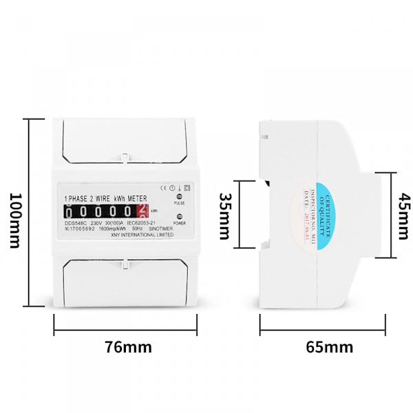 DDS548C Digital enfas elmätare testare elförbrukning monitor 4P Rail elförbrukning wattmeter energimätare 30-100A 2