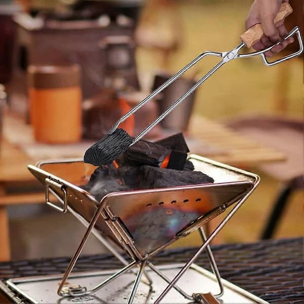 BBQ Koltång Brinnande Eldtång Grillkolstång Kol Eldtång Ankunge Näbb Solid Trä Koltång