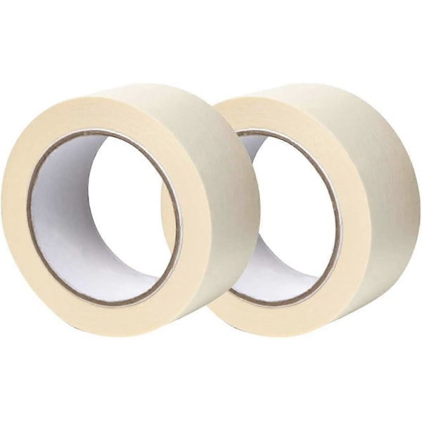 2-pack Premium Bred Maskeringstejp, 20 m x 50 mm (2\") - Högkvalitativ Målar- & Dekoreringstejp - 2 Rullar