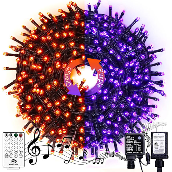 200 LED Flerfärgade Julbelysning Utomhus Vattentät, Utbyggbar 20m Orange and Purple Connectable 200 LED