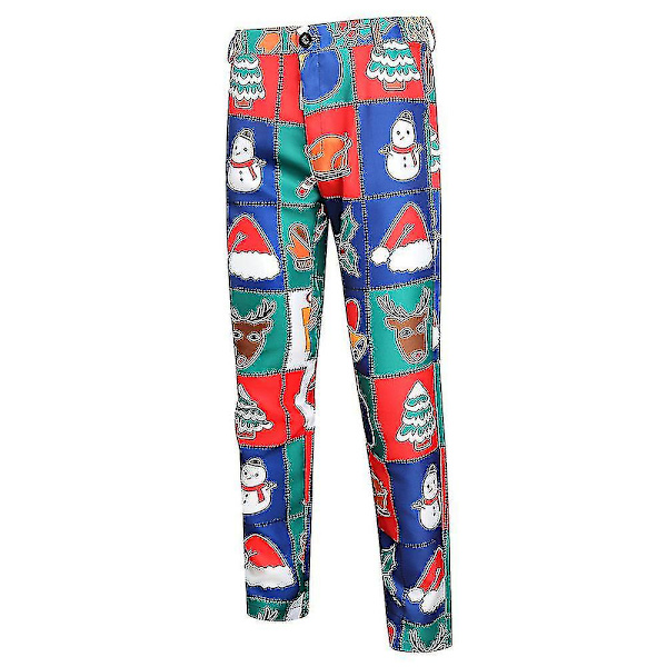Män Jultryck Chino Byxor Julparty Fancy Dress Lång Kostym Pa Red 2XL