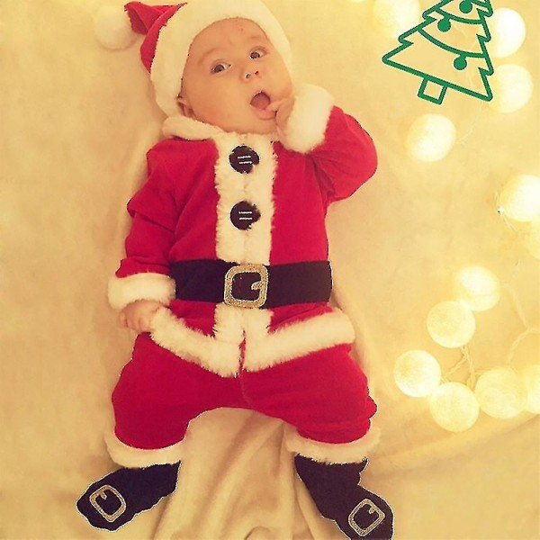 Toddler Baby Christmas Santa Claus Cosplay Kostym Långärmad Top Pan 6 12 Months