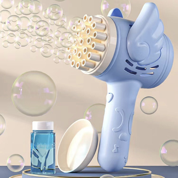 1 st Bubbelmaskin för Småbarn 23 Hål Ljusupp Bubbelblåsare för Barn Automatisk Bubbelblåsare Bubbelblåsare Sommar Utomhusleksaker Födelsedagspresent Blue