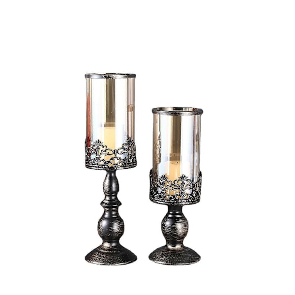 2-pack Vintage Svarta Ljusstakar