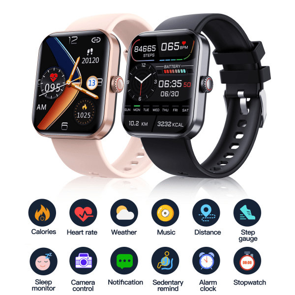 Smartwatch 1,91 tum Touchskärm Smartklockor rosa