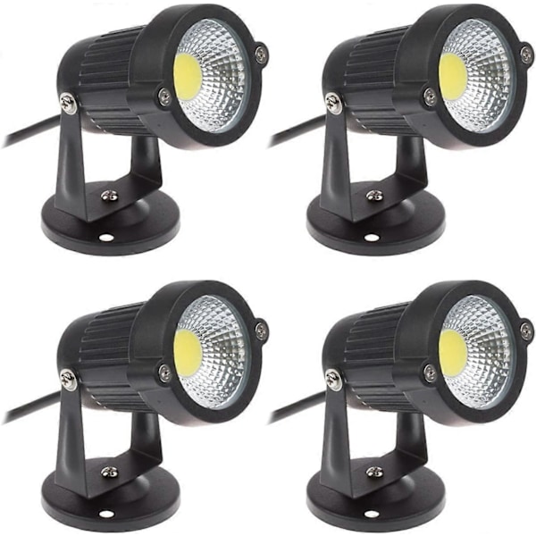 Set med 4 Cob LED Justerbara Spotlights 5W 220V, Utomhusbelysning (Kallvitt)
