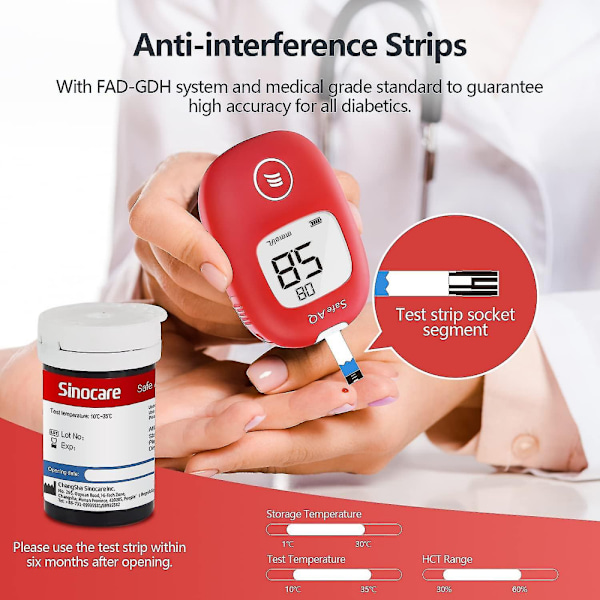 Sinocare Safe AQ Smarta Blodsockerremsor och Lancetter 50 st
