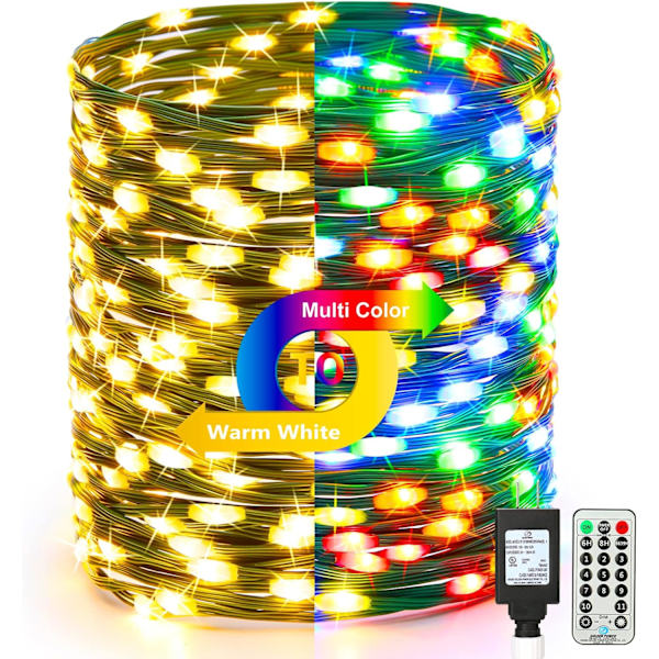 Färgskiftande julbelysning, 269ft 800 LED varmvit & flerfärgad Warm White & Multicolor