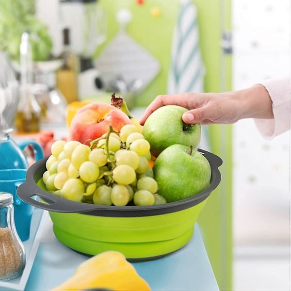 2-pack Hopfällbart Silikonsil, Frukt, Grönsaks- och Pastasil, Köksdurkslag, Multifunktion