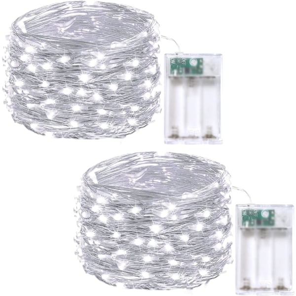 4-pack Fairy Lights batteridriven med timer, vattentät 16FT 50 LE Cool White 2 pack 50 LED