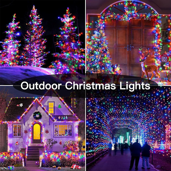 shineshine 197FT 600LED julbelysning utomhus, vattentät 8 Lightin Multicolor 600 LED