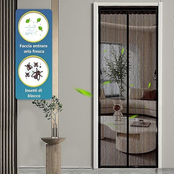 Svart Magnetisk Myggnät för Dörr, Nätgardin, Dörr med Fullständig Självstängning för Balkong, Enkel Installation, 120x210 CM