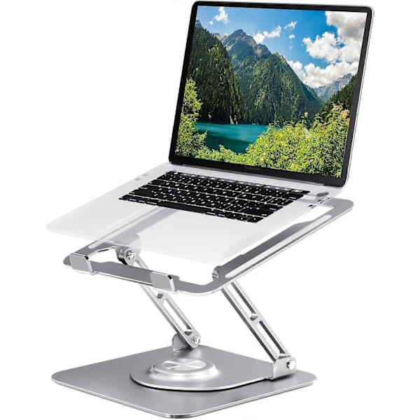 Laptopställ 360 För Skrivbord Vridbar Bas Justerbar Höjd Vikbart 10-17 Tum (Silver)
