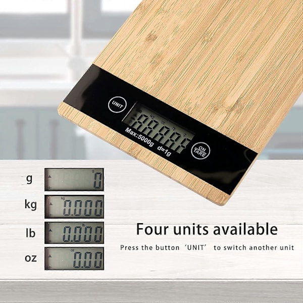 Elektronisk köksvåg 5kg/1g Hög Noggrannhet g/LB oz LCD-Display Praktisk Rektangel 23x16x2.2CM