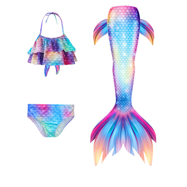 3-pack flickor sjöjungfru svans badkläder barn sjöjungfru Ariel cosplay kostym fantasi strand bikini (utan fenor) 140cm