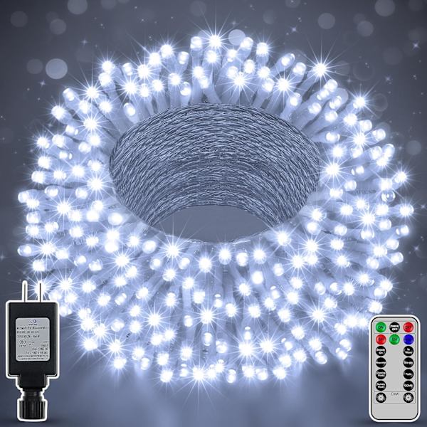 shineshine 197FT 600LED Julbelys utomhus, Vattentät 8 Belysnings White 600 LED