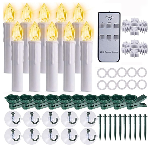 10 st LED-ljus Led Sagoljus Sladdlösa Dimbara Ljus Warm up+6 key Beige