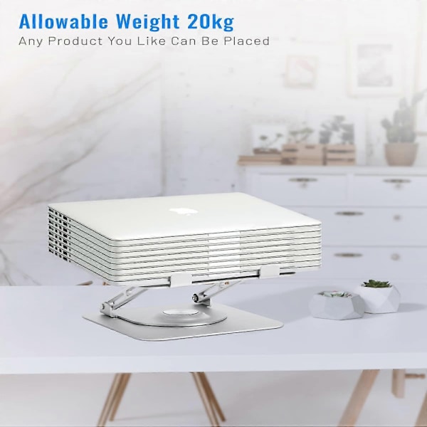 Laptopställ 360 För Skrivbord Vridbar Bas Justerbar Höjd Vikbart 10-17 Tum (Silver)