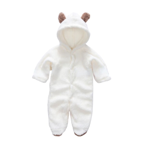 Nyfödda Bebis-Rompers Höst Vinter Varma Fleece Bebis Pojkar Kostym Vit 9-12M