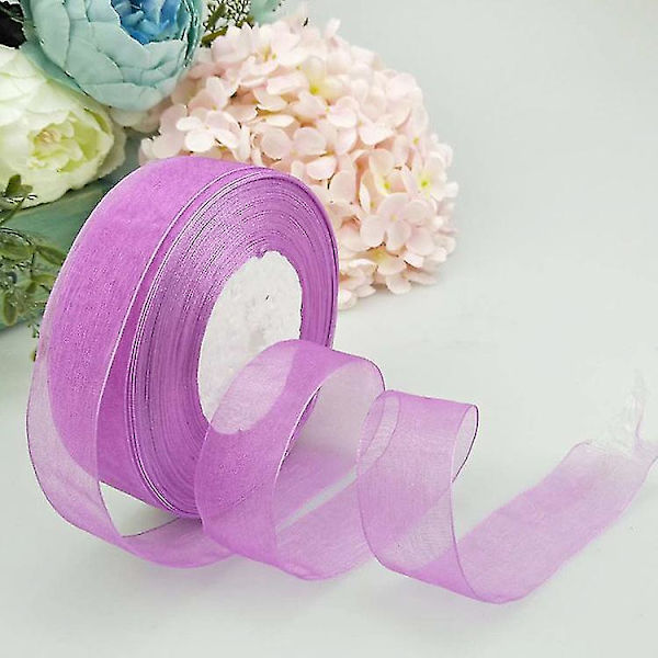 Satinband 50 Yards/ Rulle 1 Tum Presentinslagning Bulk Transparent Fuchsia