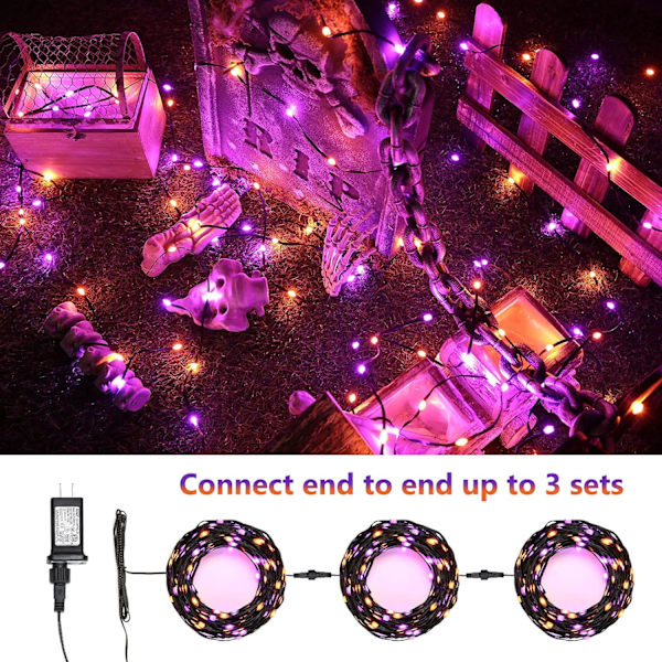 Färgskiftande julbelysning, 269ft 800 LED varmvit & flerfärgad Purple & Orange