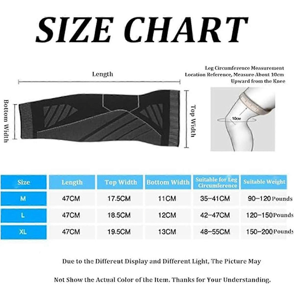 Full Leg Compression, Full Leg Compression Sleeve, Kompressionsstrumpor för Knän och Ben L