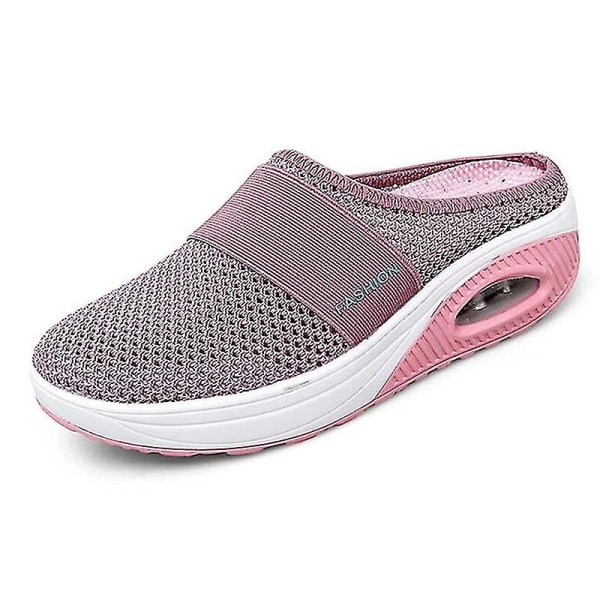 Luftkudde Vandringsskor Andningsbara Casual Mesh Slip On Vandring Black 36