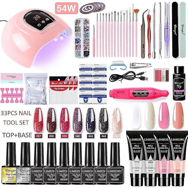 Newway Manikyrset - Gellack Kit med Nagelfräsmaskin, Nagellamp, Akrylkit zh159-5
