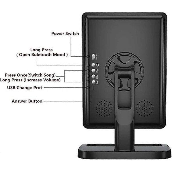 Sminkspegel 20 LED-lampor Touch Screen 10X (Bluetooth-Svart)