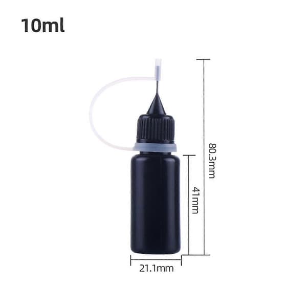 10 st Precisionsapplikatorflaskor med spets Svart Metallnål Plastflaska 10ML Precisionsapplikatorflaskor med spets