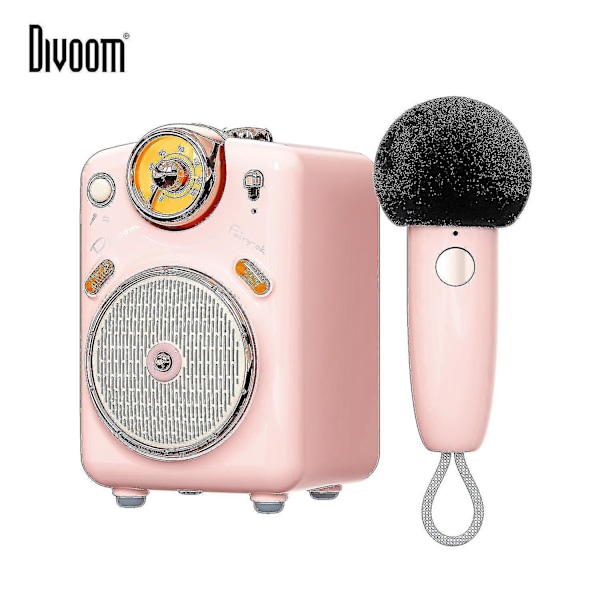 Divoom Fairy-ok Bärbar Bluetooth-högtalare med Mikrofon Karaoke Kul Pink