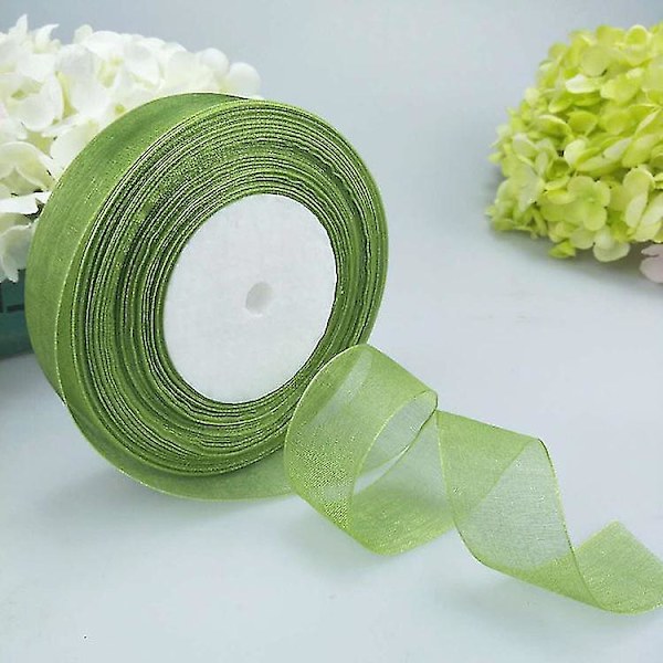 Satinband 50 yards/rulle 1 tum presentförpackning Bulk Sheer O Dark Green