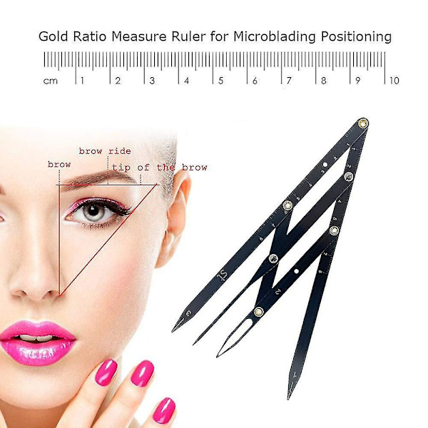 Ögonbrynslinjal Trepunktspositionering Permanent Makeup Symmetrisk Också Black