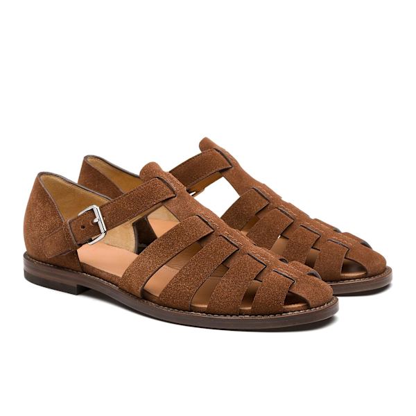 Handgjorda Italienska Lädersandaler för Män - Stängda Tåsandaler för Utomhus Matte brown 41