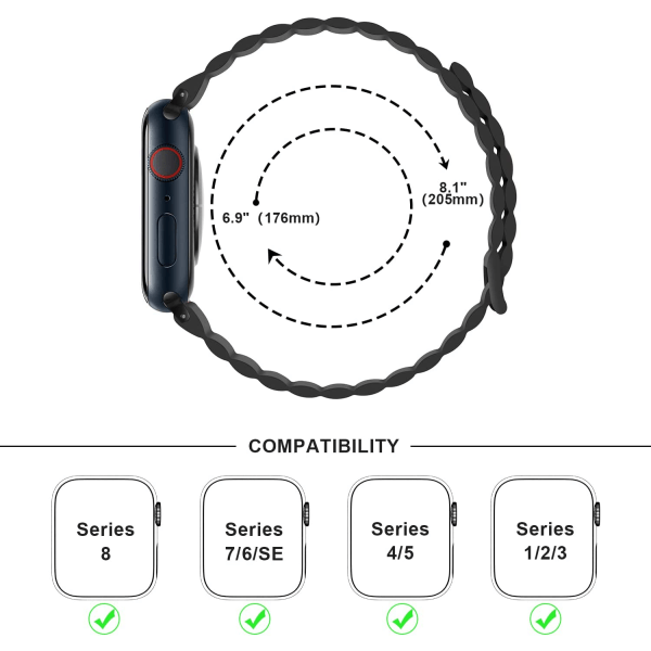 Kompatibel med Apple Watch Dubbelsidigt Vändbart Magnetiskt Armband Svart/orange 49 mm/45 mm/44 mm/42 mm