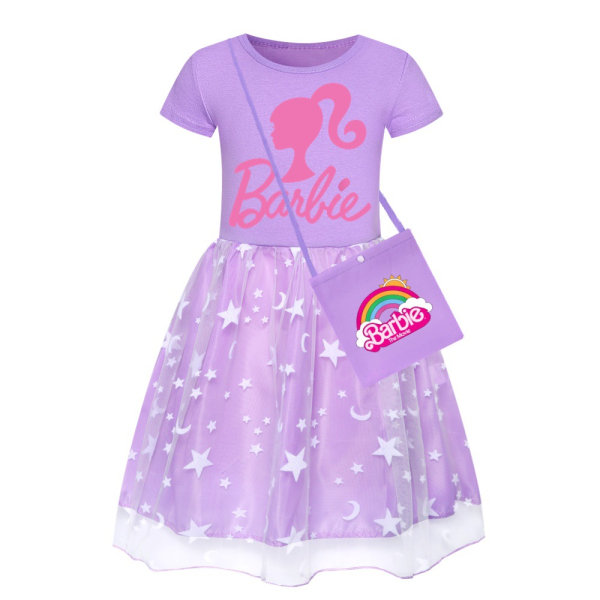 Barbie-rosa flickklänning Star Rainbow Rainbow spetskjol och crossbody C 120