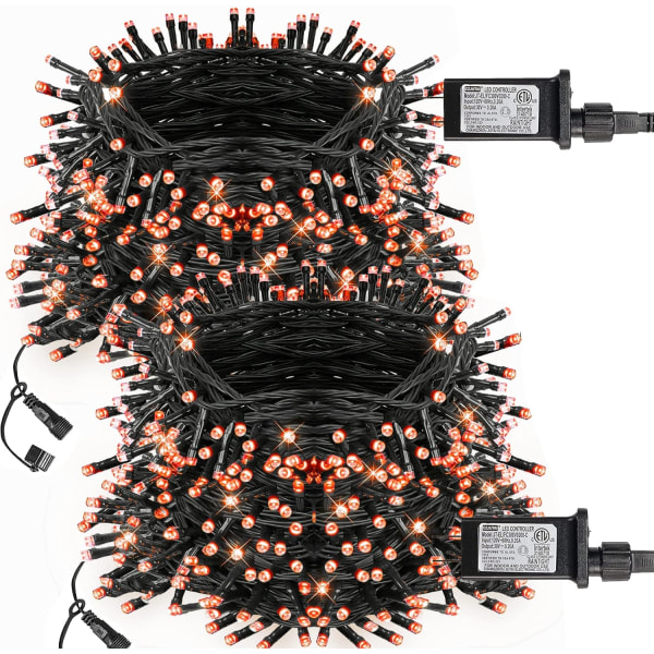 Ljusstrimma med 200 LED-lampor, 20 meter lång, för julbelysning Orange 400 LED